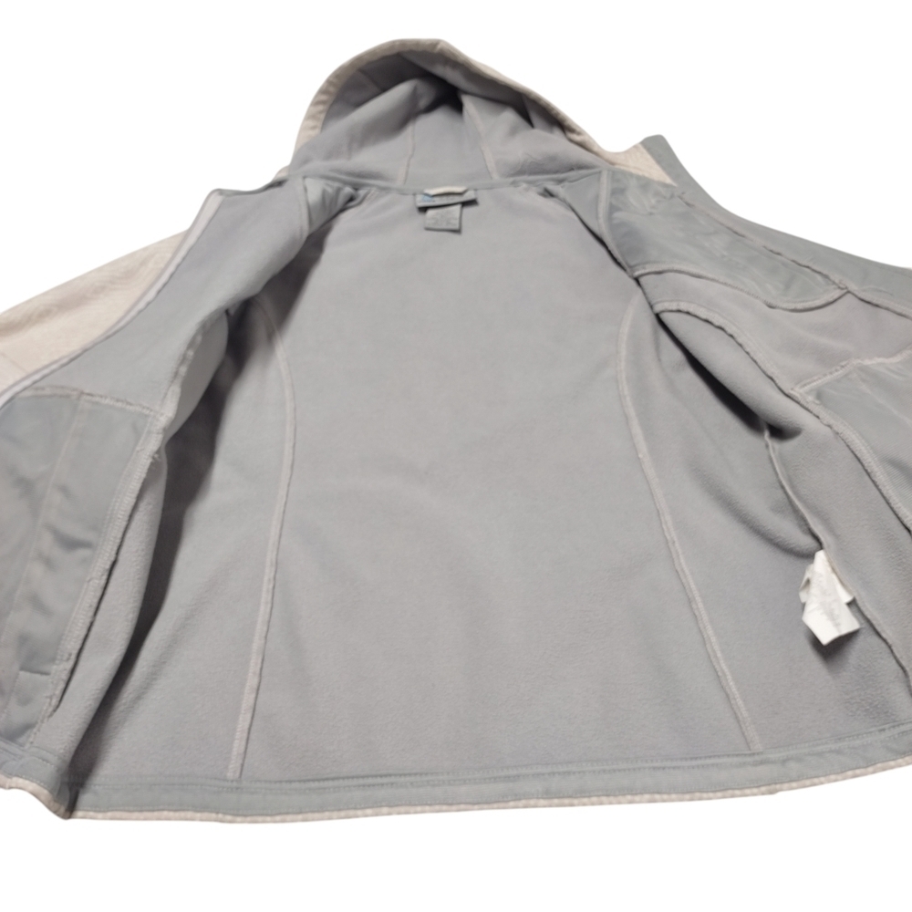 Free Country Women's Hooded Beige Gray Pattern Full Zip Fleece Lined Pockets S - Picture 4 of 7